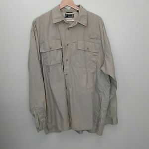 Vintage Wrangler Outdoor XL 100% Cotton Tan Hiking/Fishing Summer Shirt